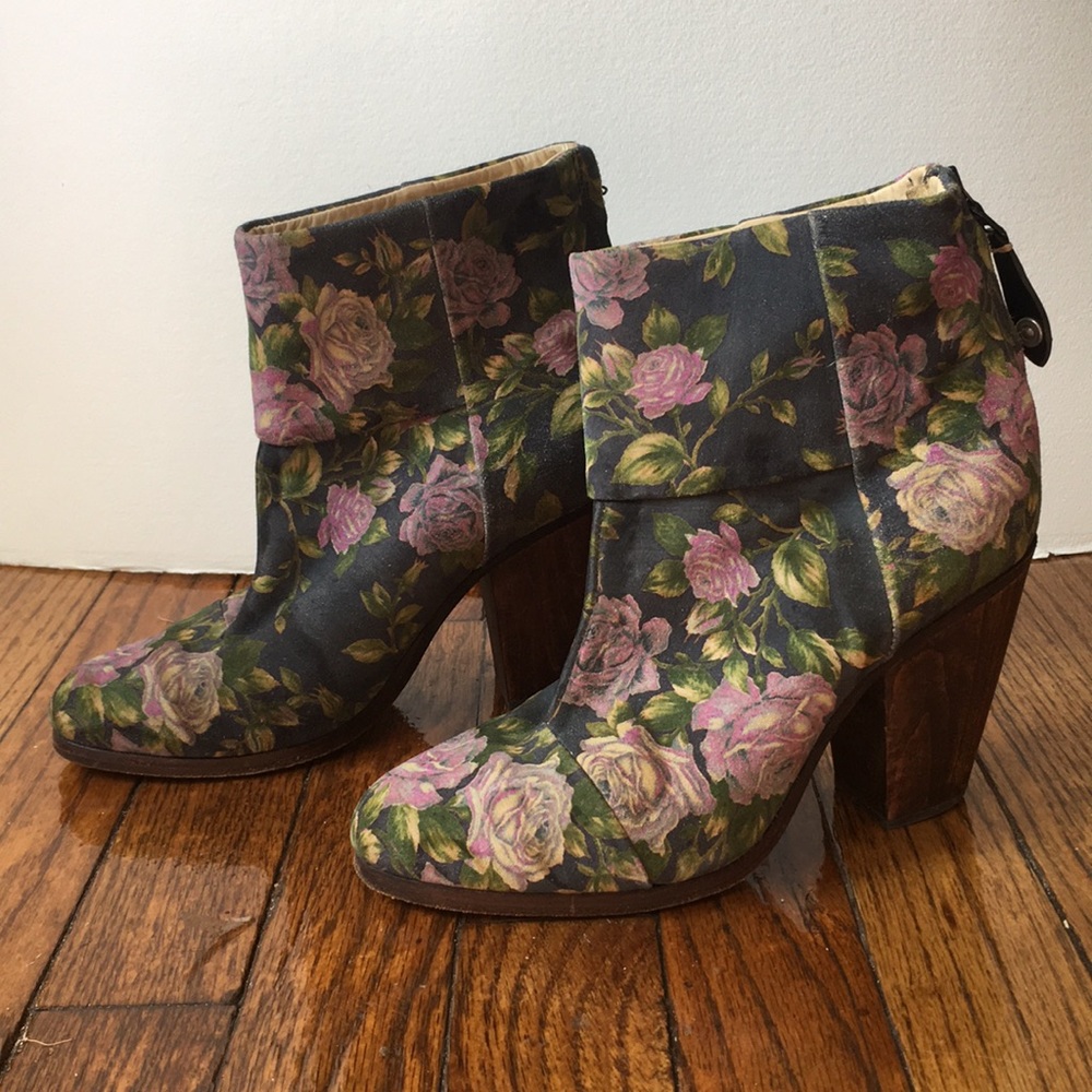 Floral Rag & Bone wooden heel booties